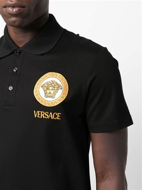 versace grey polo shirt embroidered|Versace polo shirt price.